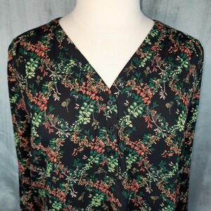 Maurices Dark Floral Blouse Top Womens XXL Popover Chiffon Boho Career Cottage
